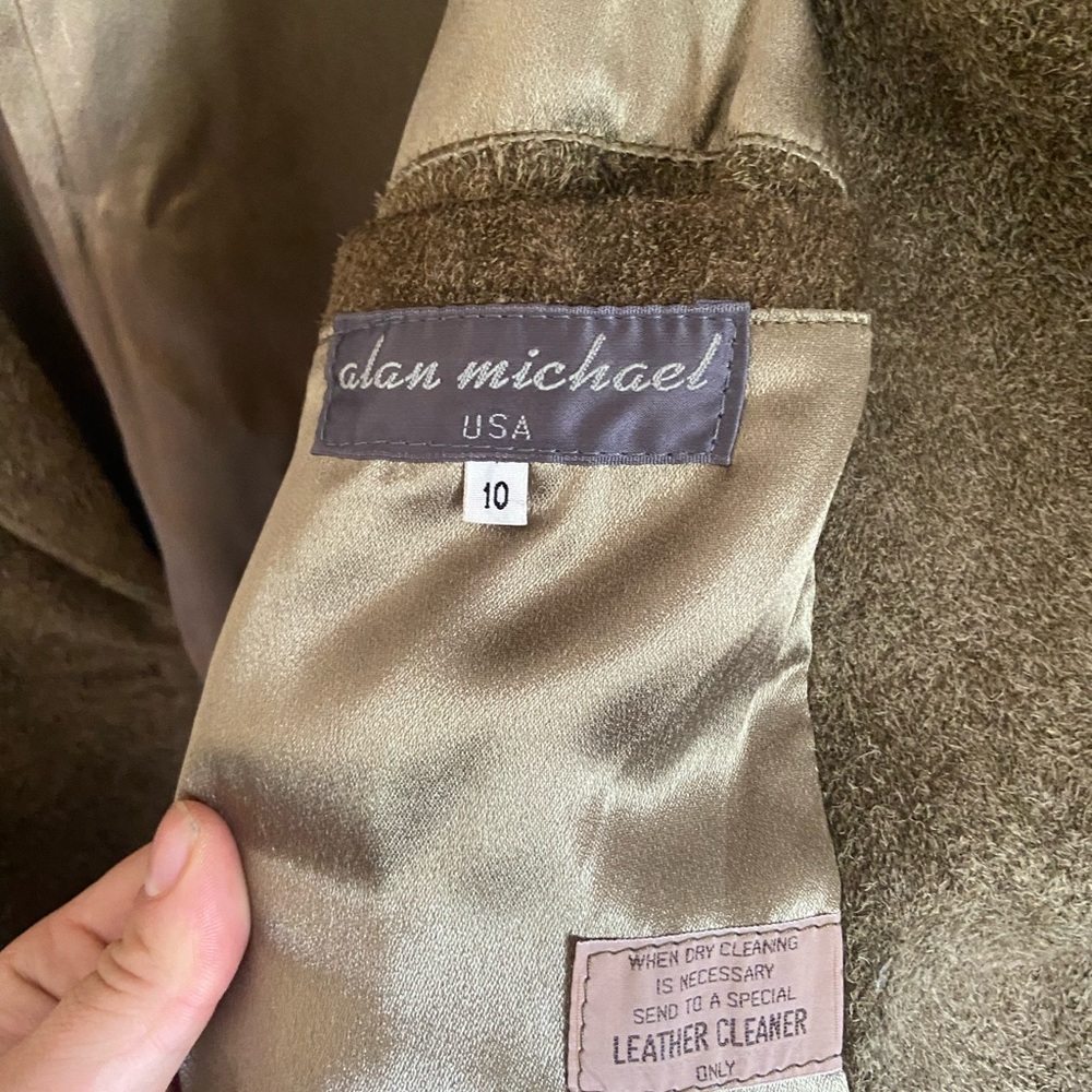 Women's Suede Open-Front Brown Leather Jacket - Picture 5 of 12